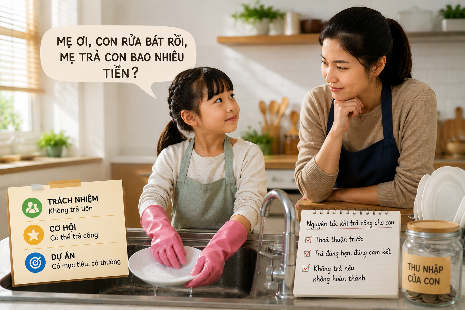 Cha mẹ cần giúp con hiểu rõ về 3 tầng công việc trong nhà