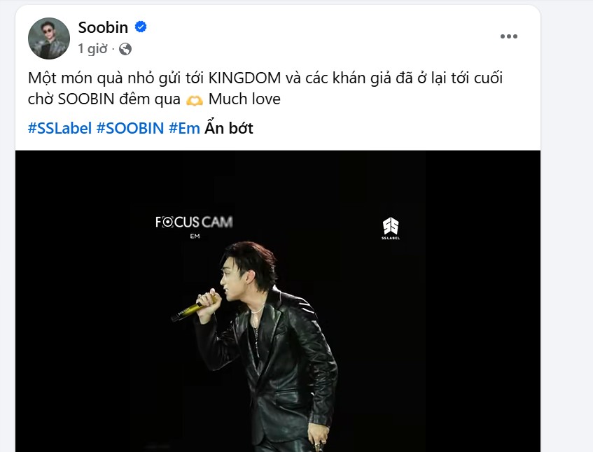 Soobin chia sẻ lại cảm xúc hát cùng khán giả lúc 12h khuya