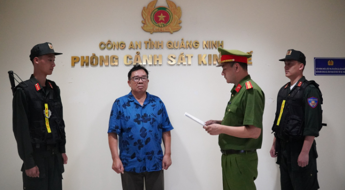 Vương Đức Lanh, Chủ tịch Hội đồng thành viên Công ty TNHH Việt Mỹ Hạ Long, bị khởi tố để điều tra hành vi lừa đảo chiếm đoạt tài sản (Ảnh: CTTĐTCATQN)