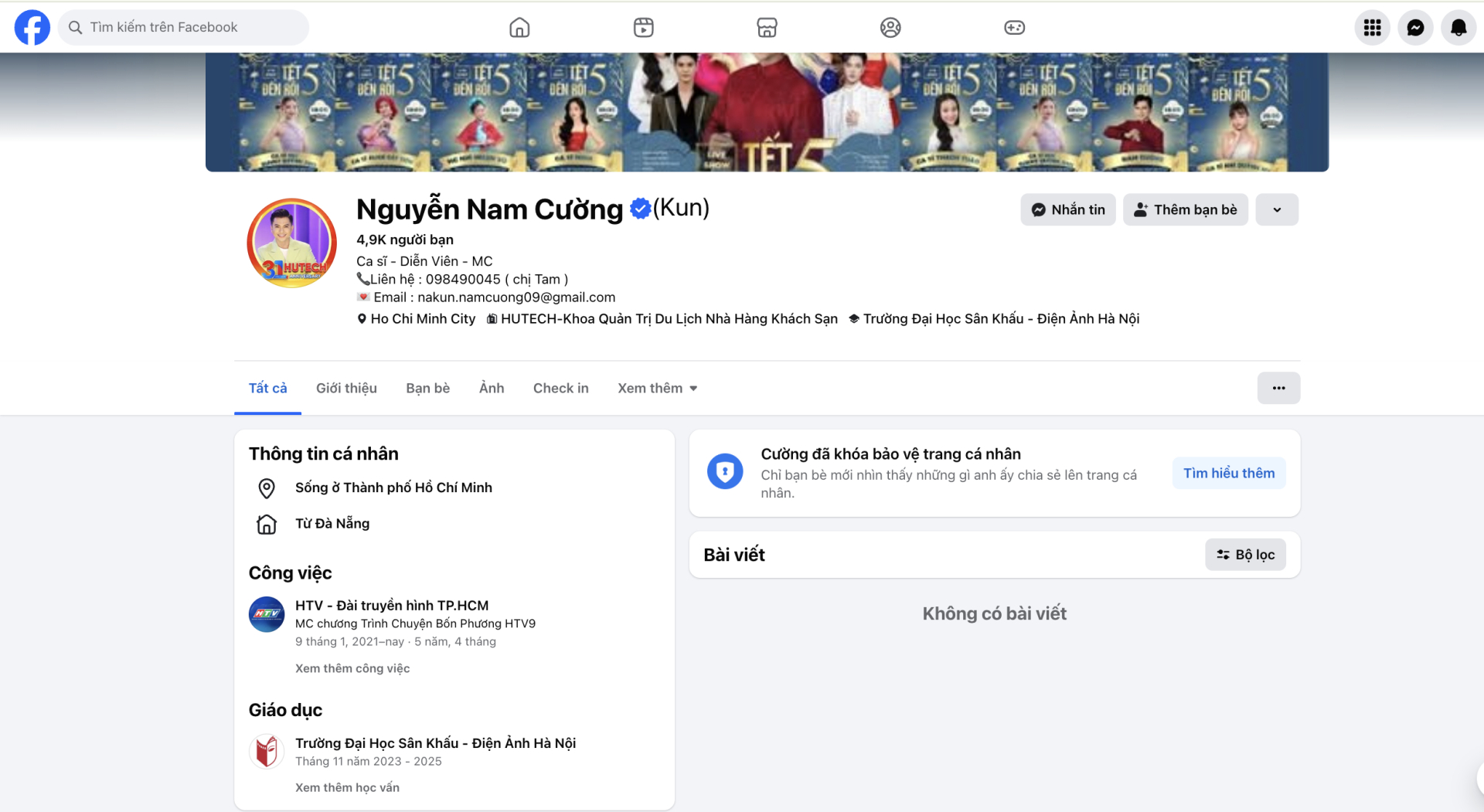 Trang cá nhân của nam ca sĩ hiện đã được khoá bảo vệ
