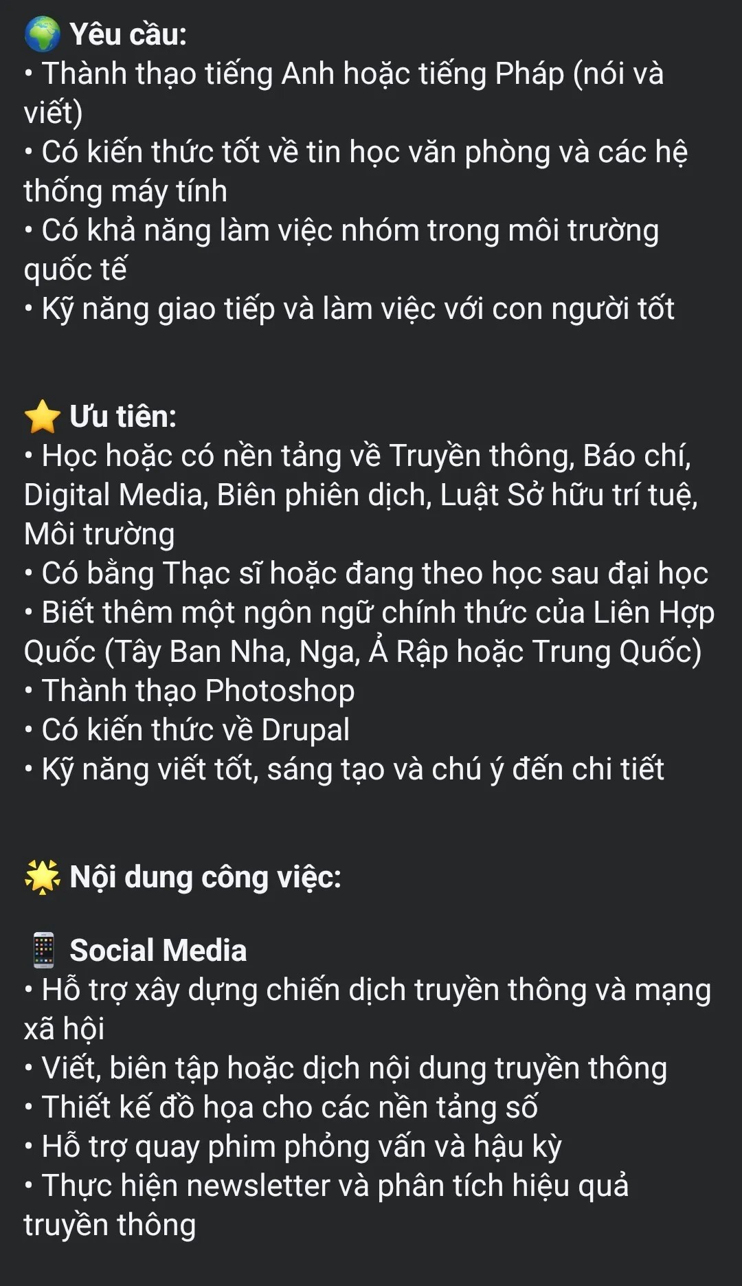 UNESCO tuyển thực tập sinh không lương, JD dài đến mức nhiều người tưởng đang tuyển cả một phòng truyền thông