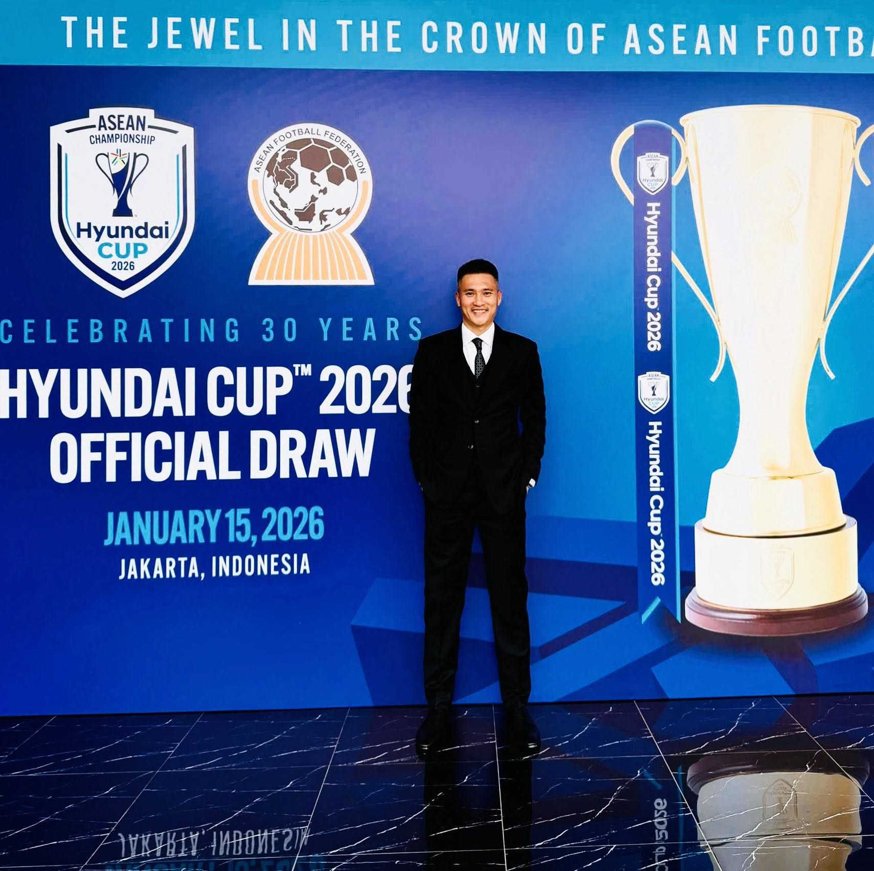 Lê Công Vinh Tham dự lễ bốc thăm ASEAN Cup 2026 hồi tháng 1