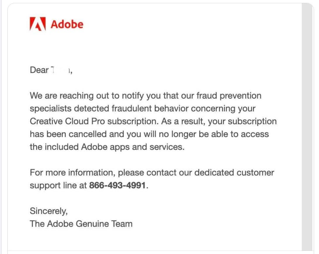 Bị khóa tài khoản dù đang dùng Adobe bản quyền, người dùng khiếu nại nhưng mới chỉ nhận được phản hồi tự động