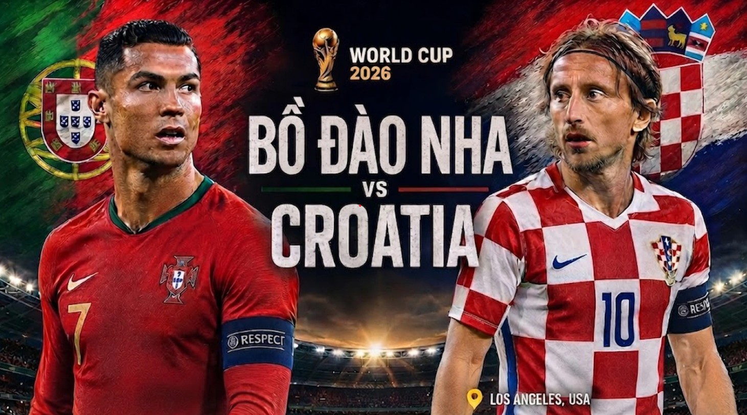 Trận đấu giữa Bồ Đào Nha và Croatia ở vòng 1/16 World Cup 2026 diễn ra vào lúc 6h ngày 3/7