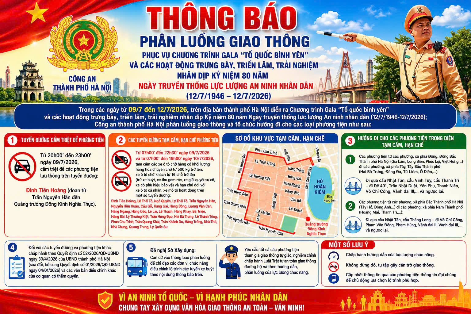 Hà Nội phân luồng giao thông phục vụ Gala