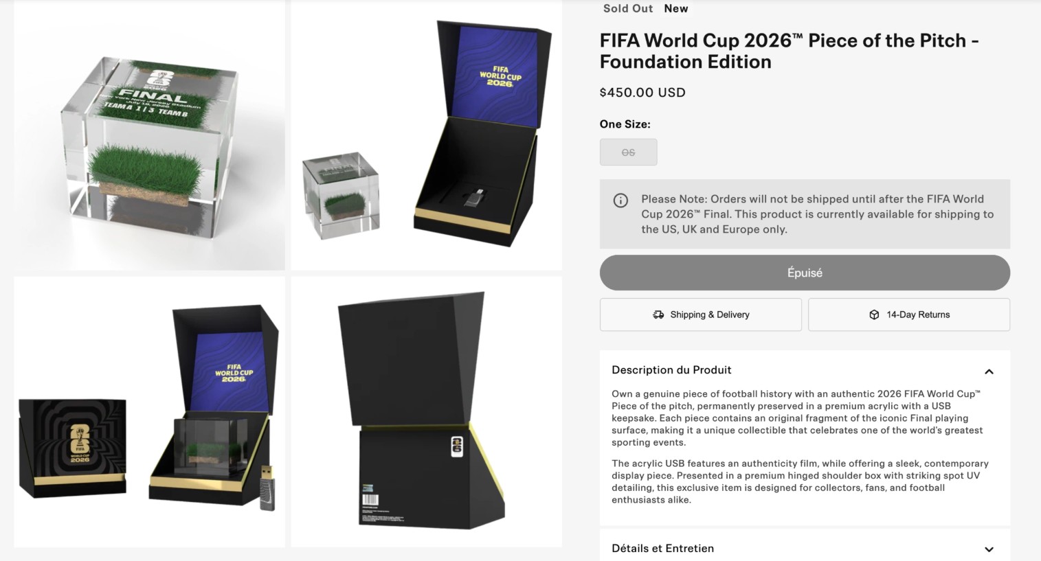 Mảnh cỏ trên sân diễn ra trận chung kết World Cup 2026 được bán với giá từ 450 USD