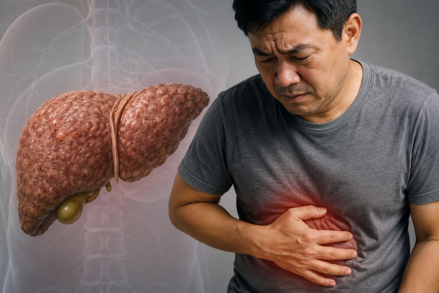 Ảnh minh hoạ về tình trạng suy gan, gan có vấn đề