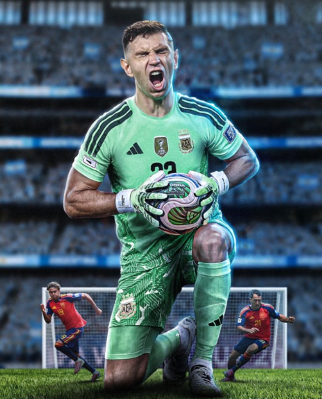 Những nỗ lực của Martinez không thể giúp Argentina thoát thua trước Tây Ban Nha - Ảnh: @brfootball