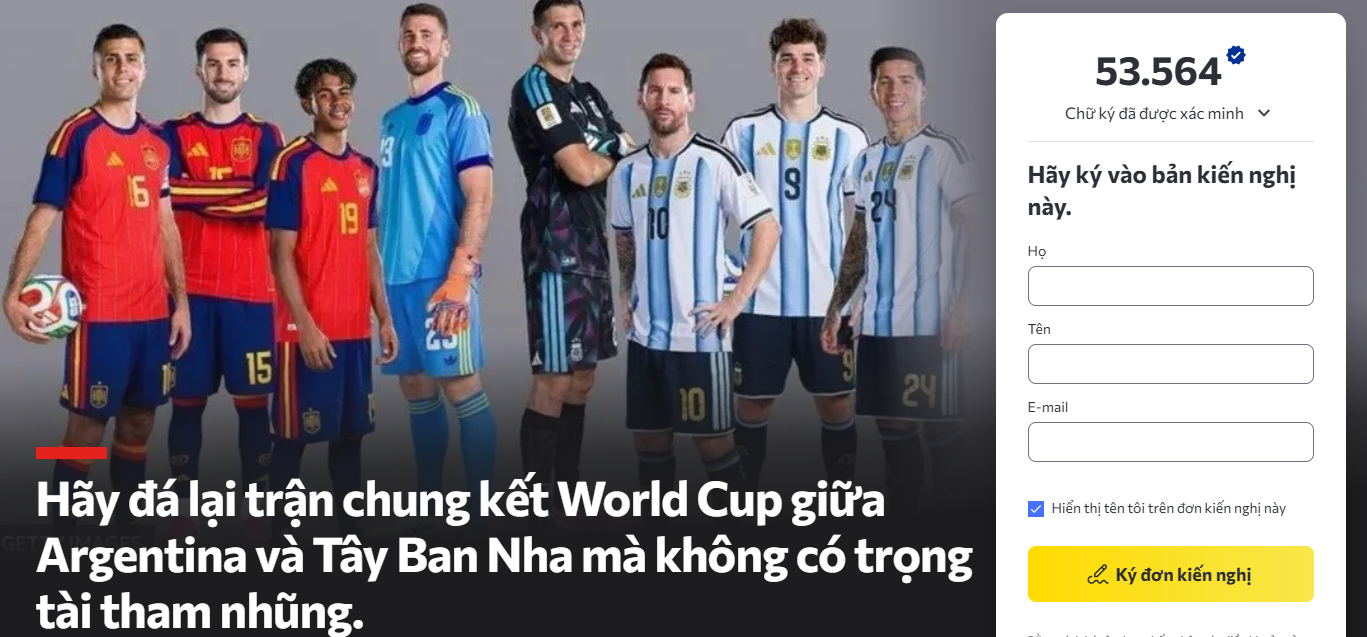 Kiến nghị đòi đá lại chung kết World Cup 2026 gây sốt, hơn 53.000 người đã ký tên