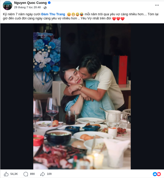Bài đăng trên trang cá nhân của Cường Đô La. Ảnh: Nguyen Quoc Cuong