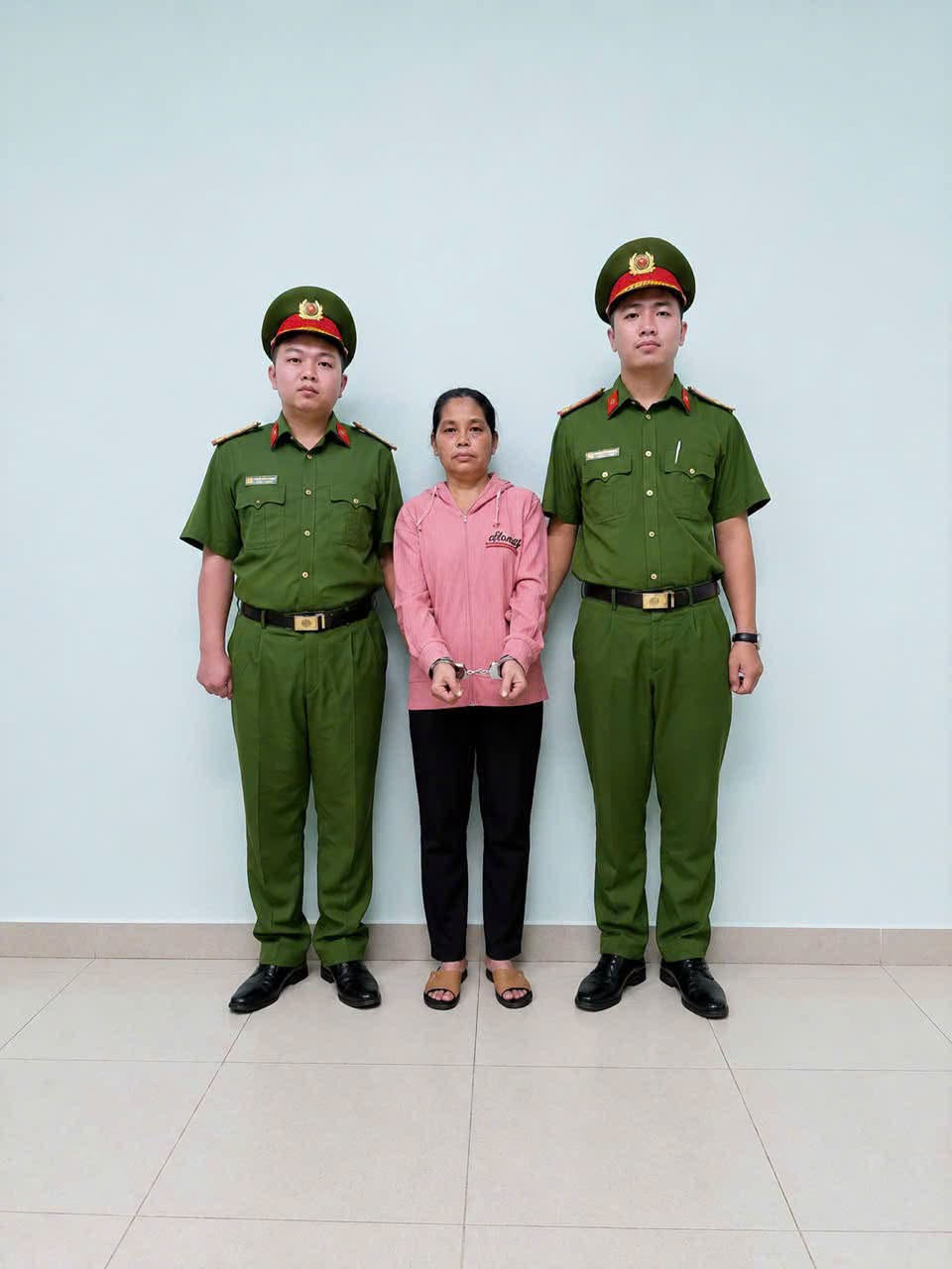 Công an TP. Hồ Chí Minh bắt người trong trường hợp khẩn cấp đối với Triệu Thị Tâm - Ảnh: CATPHCM