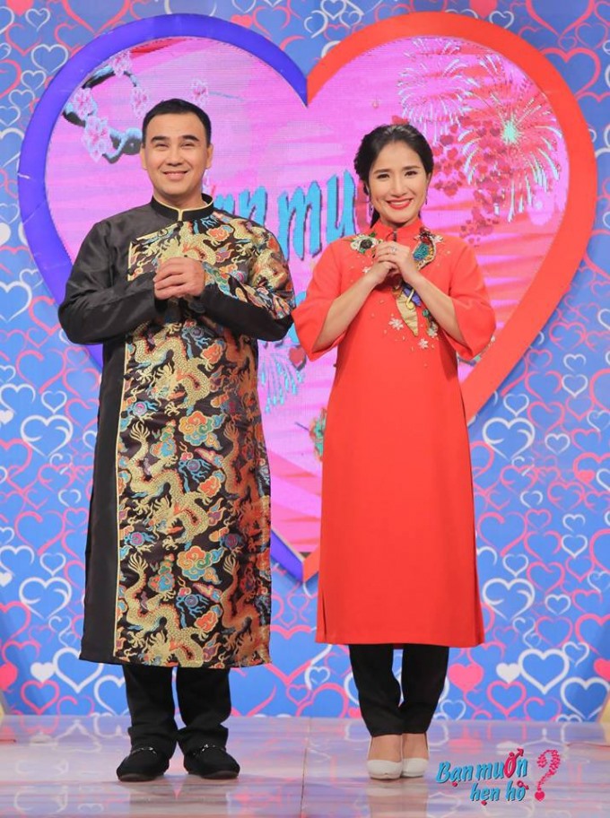 Cô ghi dấu ấn cùng MC Quyền Linh trong show Bạn muốn hẹn hò. Ảnh: Bạn muốn hẹn hò.
