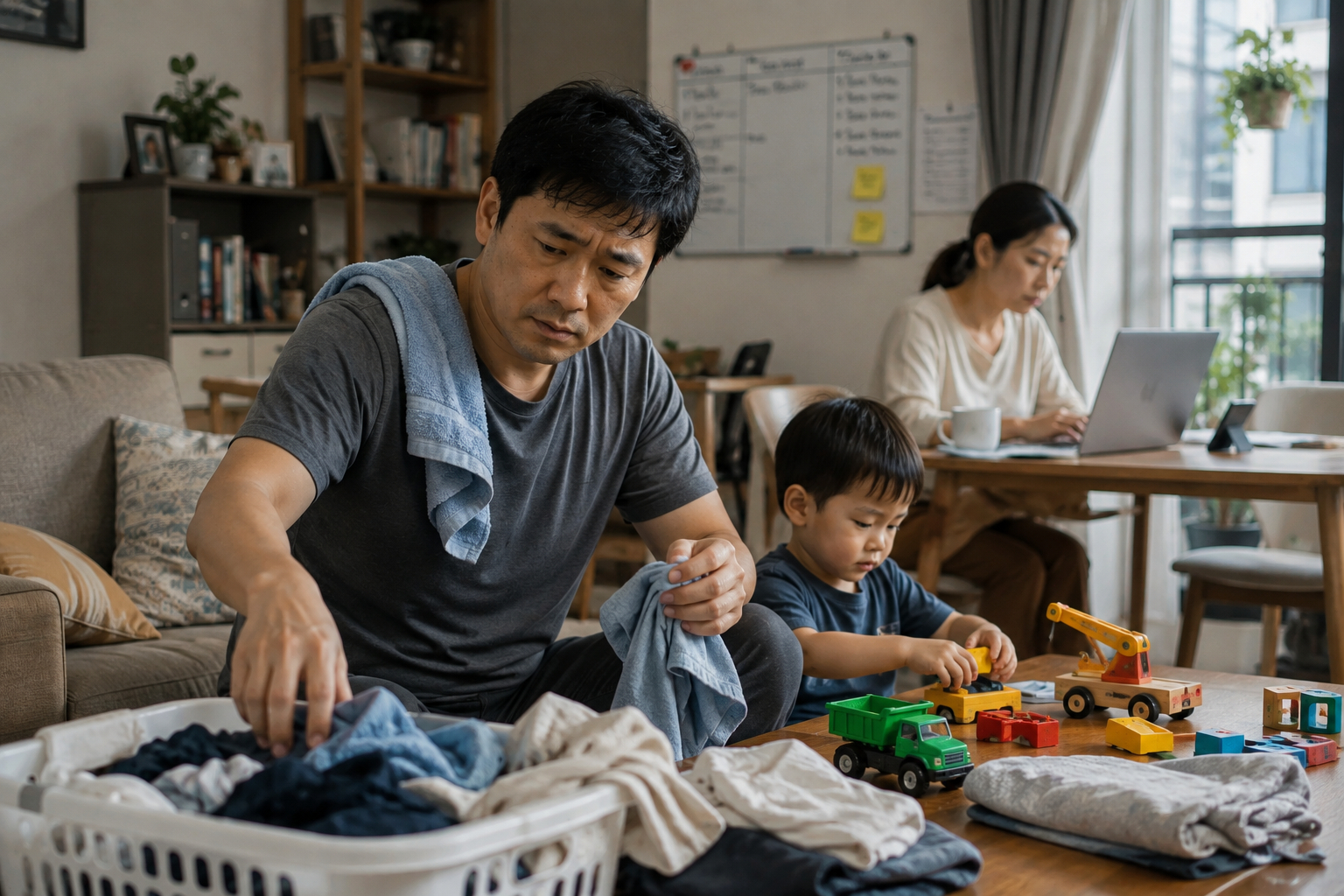 40 tuổi, tôi ở nhà trông con cho vợ đi làm - Ảnh minh họa bằng AI