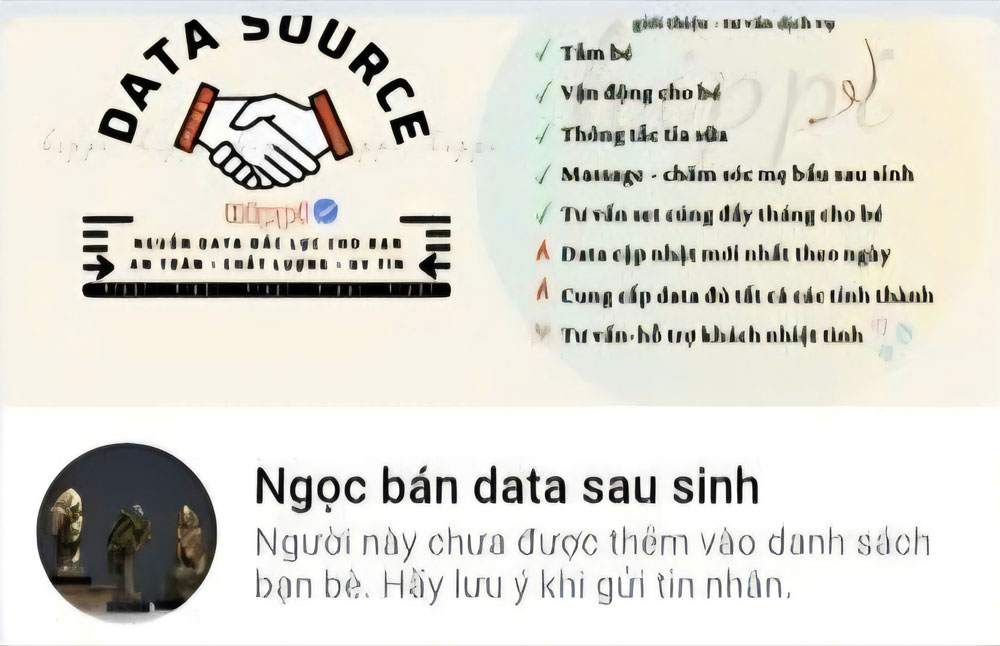 Thông tin của mẹ và bé được đối tượng Ngọc rao bán công khai trên mạng 