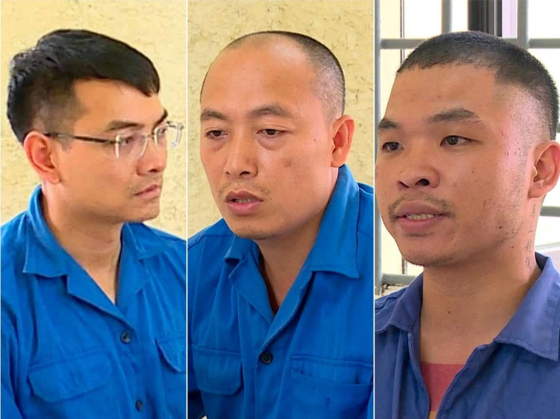 Các bị can Hồ Văn Khoa, Trần Đình Tiệp và Nguyễn Văn Hợi - Ảnh: Công an tỉnh Bắc Ninh