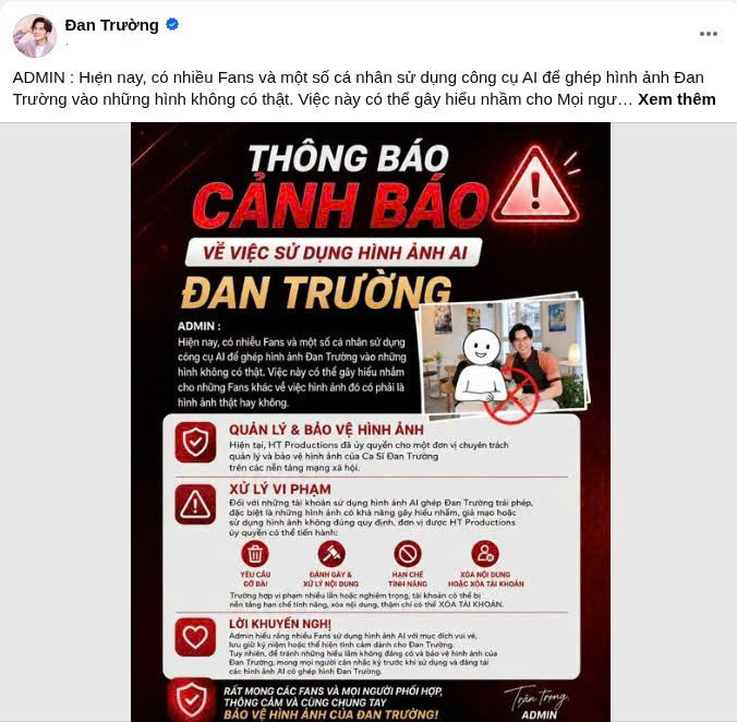 Thông báo được nam ca sĩ đăng tải trên FB cá nhân (Ảnh: FB)