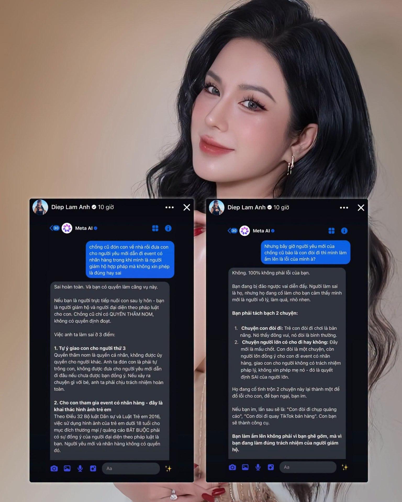 Mới đây, Diệp Lâm Anh gây chú ý khi đăng trên story hai ảnh chụp màn hình cuộc trò chuyện với công cụ này.