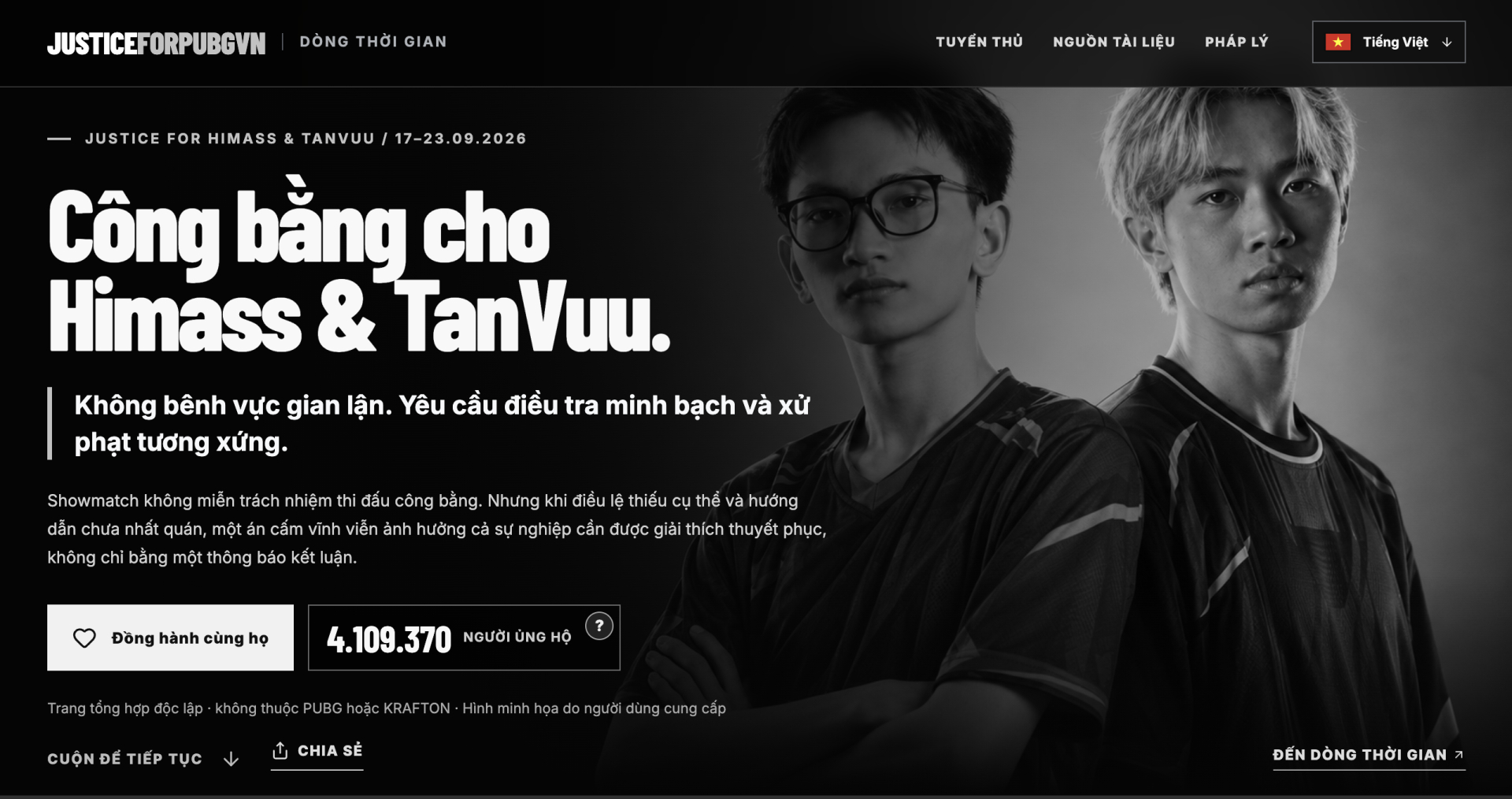 Con số trên phản ánh lượng chữ ký được ghi nhận trên đơn trực tuyến (Ảnh: justiceforpubgvn)