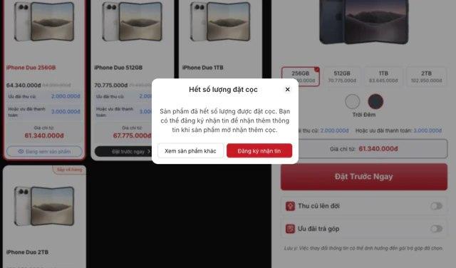 iPhone Duo hết số lượng đặt cọc chỉ trong vài phút
