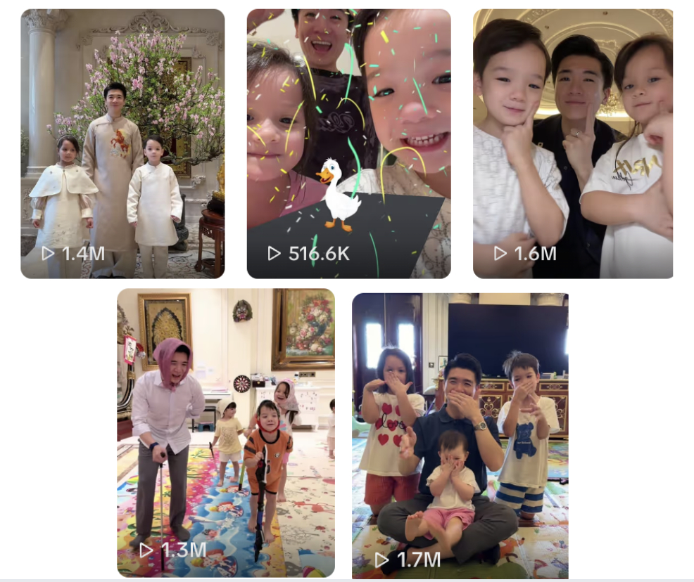 Nam doanh nhân thường xuyên chia sẻ hình ảnh đời thường bên các con trên trang TikTok cá nhân (Ảnh: TTNV)