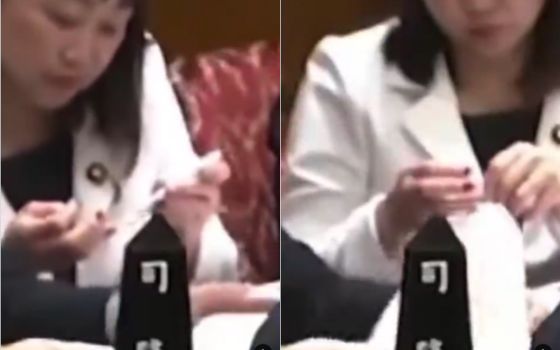 Hình ảnh này nhanh chóng khiến nhiều người cho rằng nữ nghị sĩ đang tranh thủ chăm sóc móng ngay giữa lúc Quốc hội làm việc. Ảnh: X.com