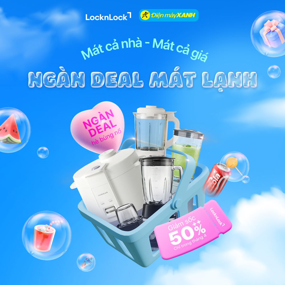 Locknlock tung siêu deal 50++ tại Điện Máy xanh, mua 1 tặng 1 chỉ trong tháng 4!