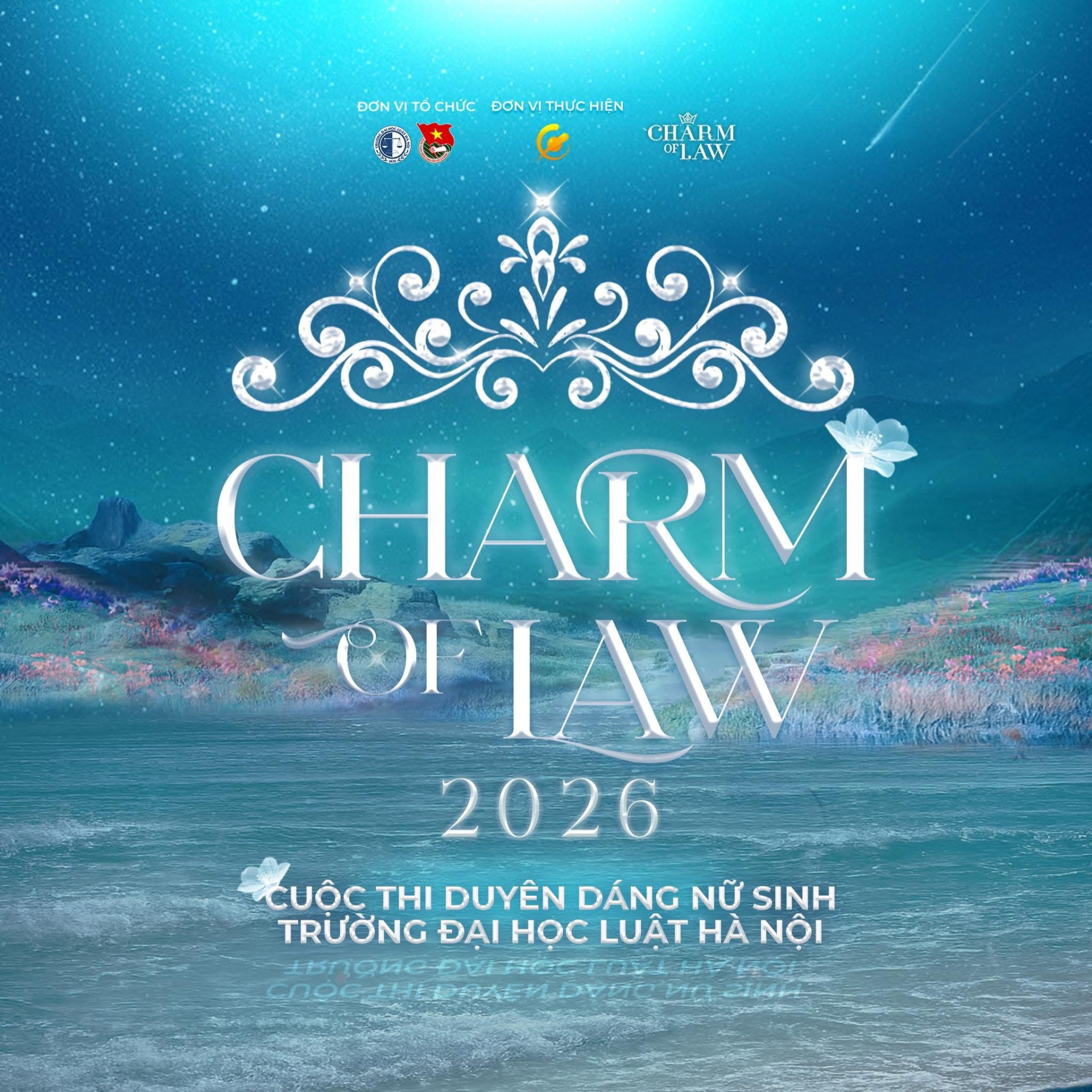 Bộ nhận diện của Charm Of Law 2026 với màu chủ đạo là xanh ngọc - tượng trưng cho sự giao thoa của sông nước và núi non, thể hiện sâu sắc tinh thần tươi trẻ, tràn đầy sức sống của mùa giải năm nay.