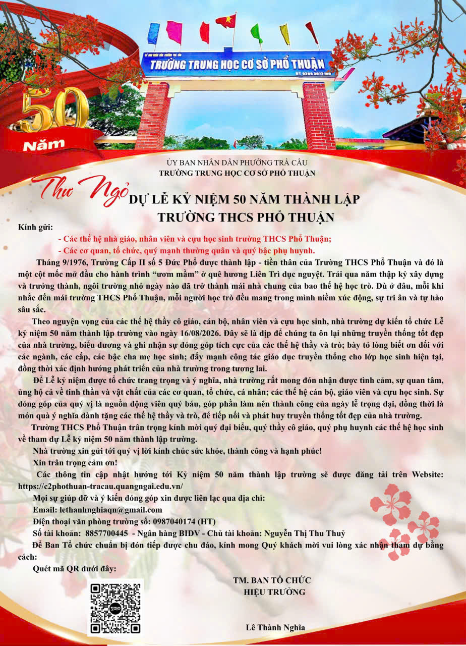 “Thanh âm thời gian – Đi để trở về”: Hành trình nửa thế kỷ của Trường THCS Phổ Thuận