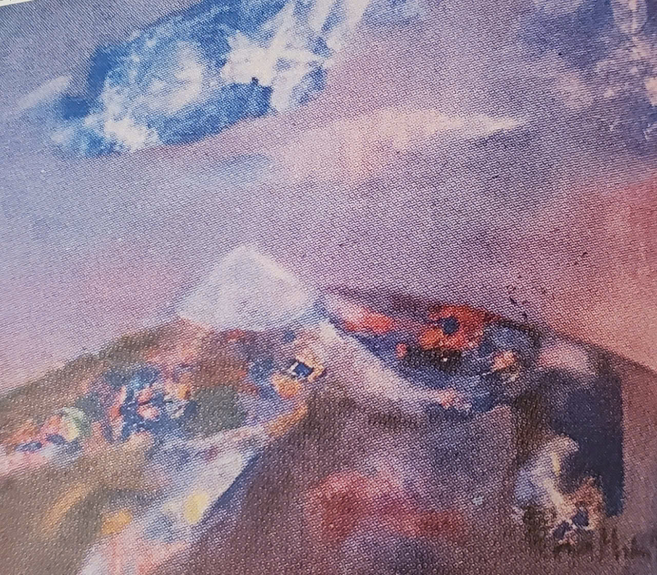 Tác phẩm Trời, người và đất của họa sĩ Nguyễn Phan (sơn dầu, 1999).