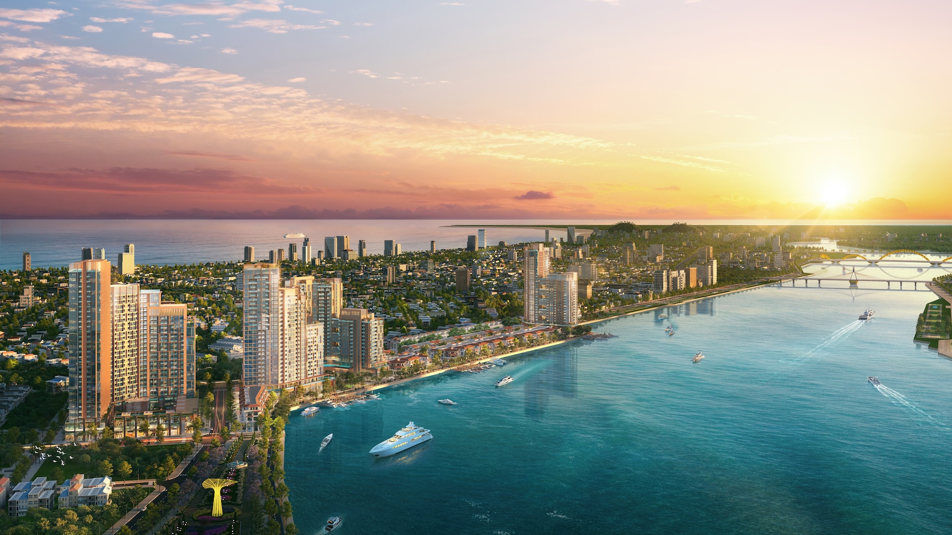 Tòa tháp cuối cùng của quần thể Sun Symphony Residence chính thức ra mắt, nâng tầm diện mạo đô thị bên dòng Hàn Giang. Ảnh: Sun Property.