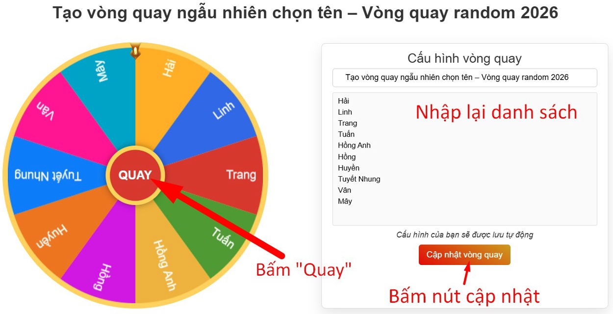 Tạo vòng quay random nhanh, tiện lợi chỉ trong 1 phút