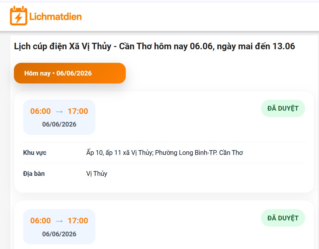 Với Lichmatdien.net - Tra cứu theo xã/phường rất dễ dàng.