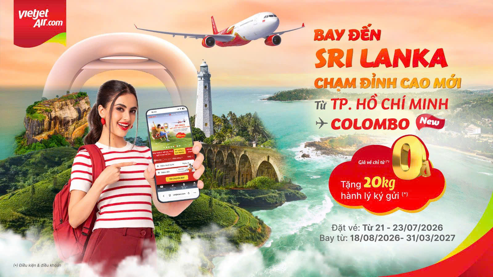 Đường bay TP.HCM – Colombo (Sri Lanka) được khai thác 03 chuyến khứ hồi/tuần vào các ngày thứ Ba, thứ Năm và thứ Bảy. Các chuyến bay khởi hành từ sân bay Tân Sơn Nhất (TP.HCM) lúc 18h15, hạ cánh tại sân bay Bandaranaike (Colombo) lúc 21h50. Các chuyến bay khởi hành từ Colombo lúc 23h00 và hạ cánh tại TP.HCM lúc 5h55 ngày hôm sau.