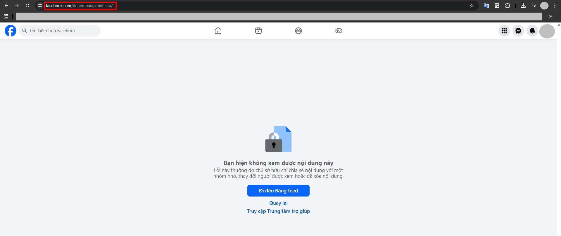 Không thể tìm thấy tài khoản Facebook của Đoàn Di Băng (Ảnh chụp màn hình)
