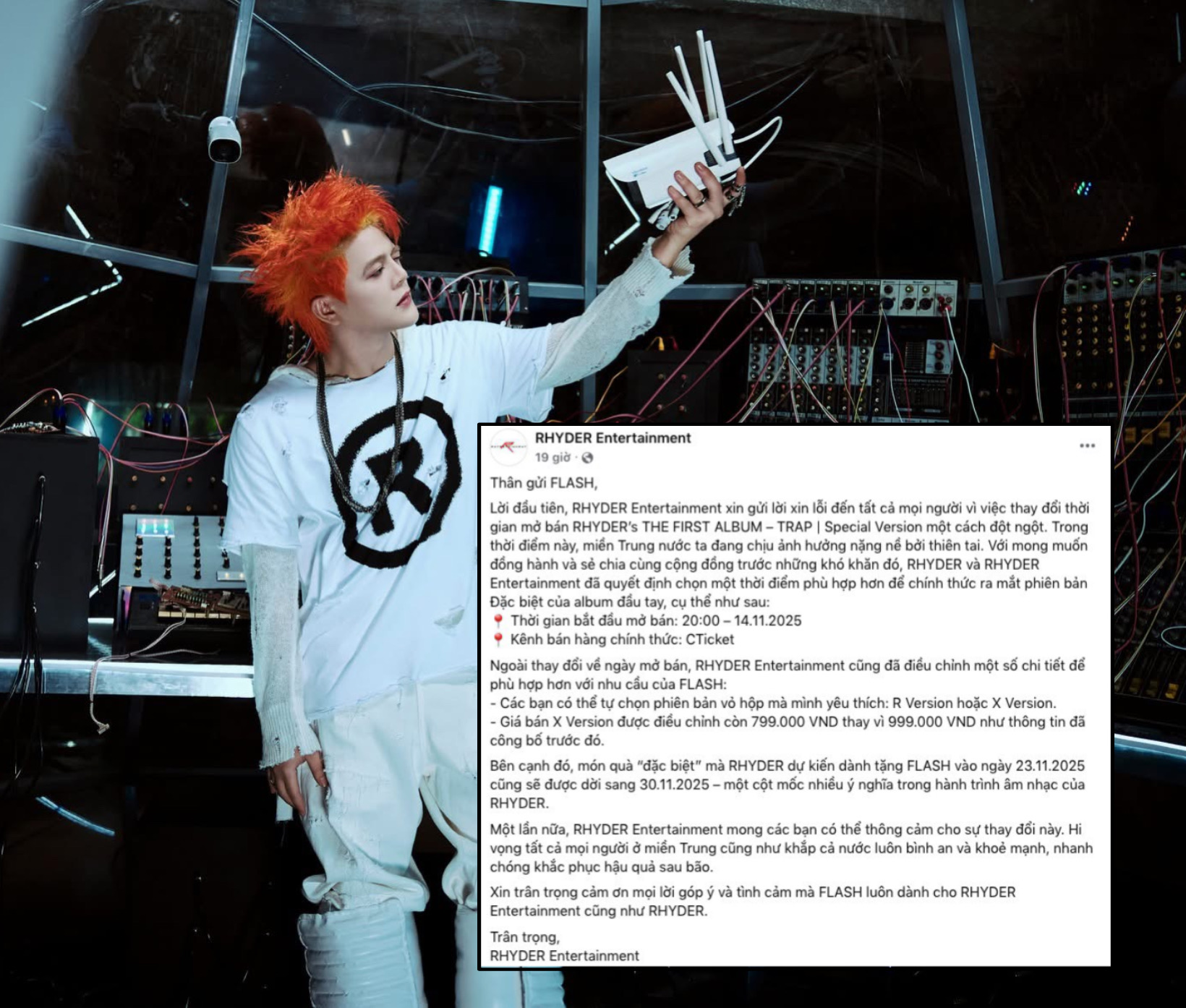 Công ty RHYDER đăng thông báo đính kèm xin lỗi