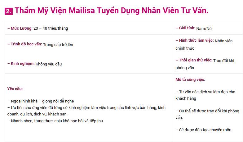 Mailisa trả lương