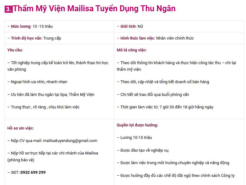 Mailisa trả lương