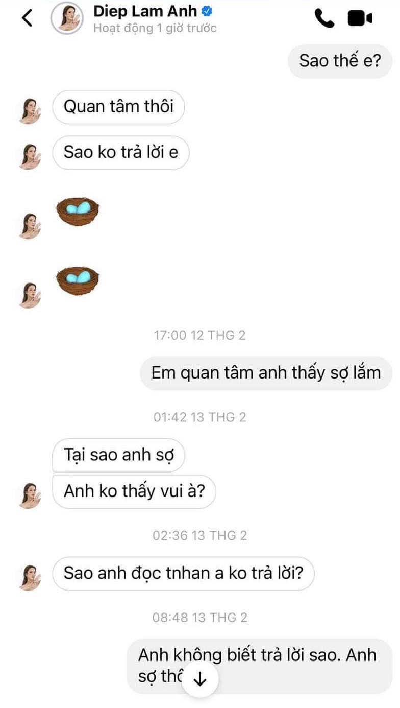 Diệp Lâm Anh từng tung tin nhắn trêu ghẹo Đức Phạm