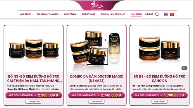Nhiều loại mỹ phẩm mang thương hiệu Doctor Magic từng được rao bán trên website này đã không còn