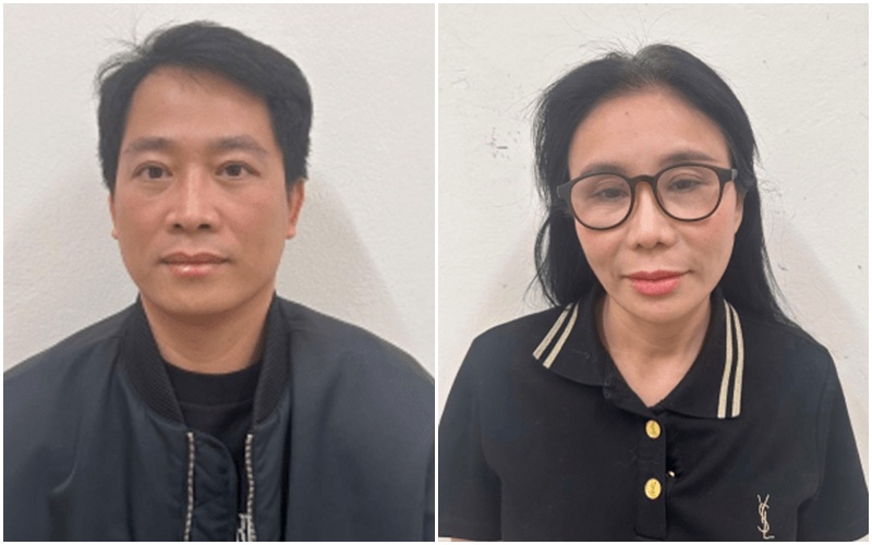 Hoàng Kim Khánh và Phan Thị Mai tại cơ quan chức năng