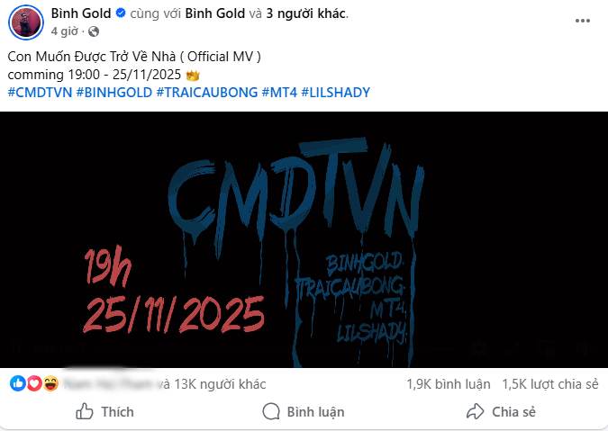 Bình Gold bất ngờ đăng teaser MV mới