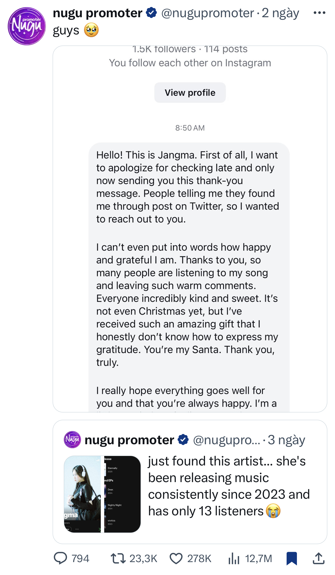 Đoạn tin nhắn đã trở thành hit tweet, thu hút sự quan tâm đặc biệt của người dùng mạng