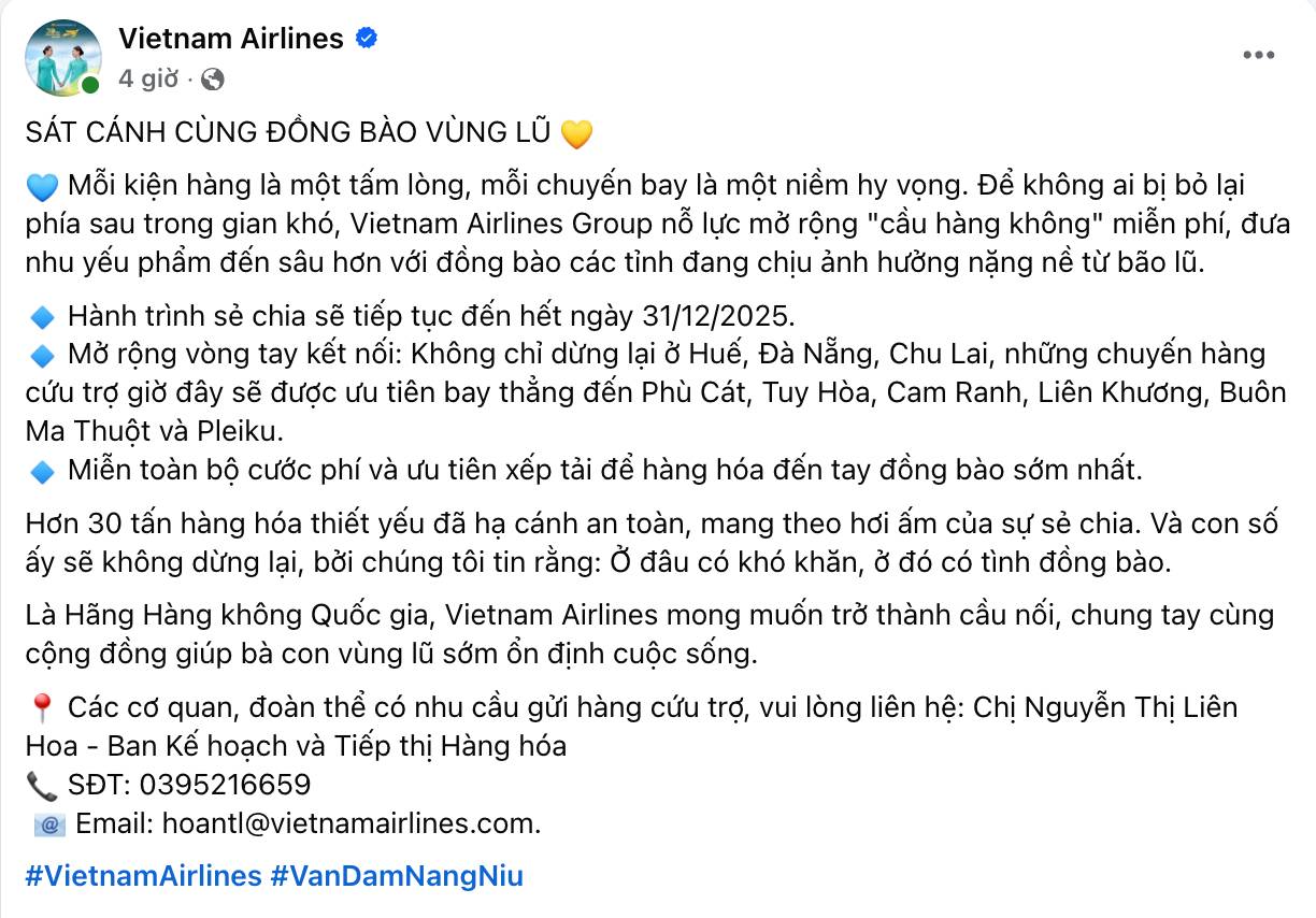 Vietnam Airlines ra thông báo quan trọng về bão lũ