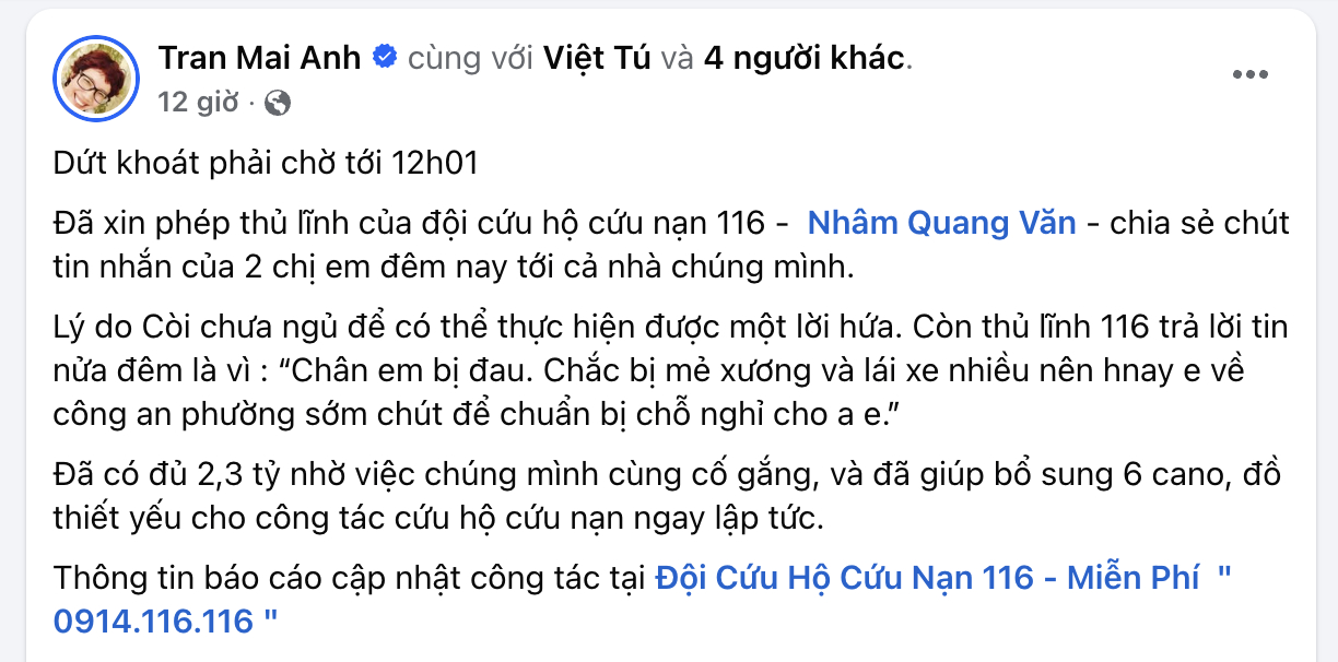 Mẹ Thiện Nhân và hành trình cứu trợ người dân vùng lũ