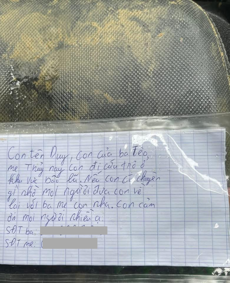 Dòng chữ viết vội của Duy trước khi đi cứu trợ