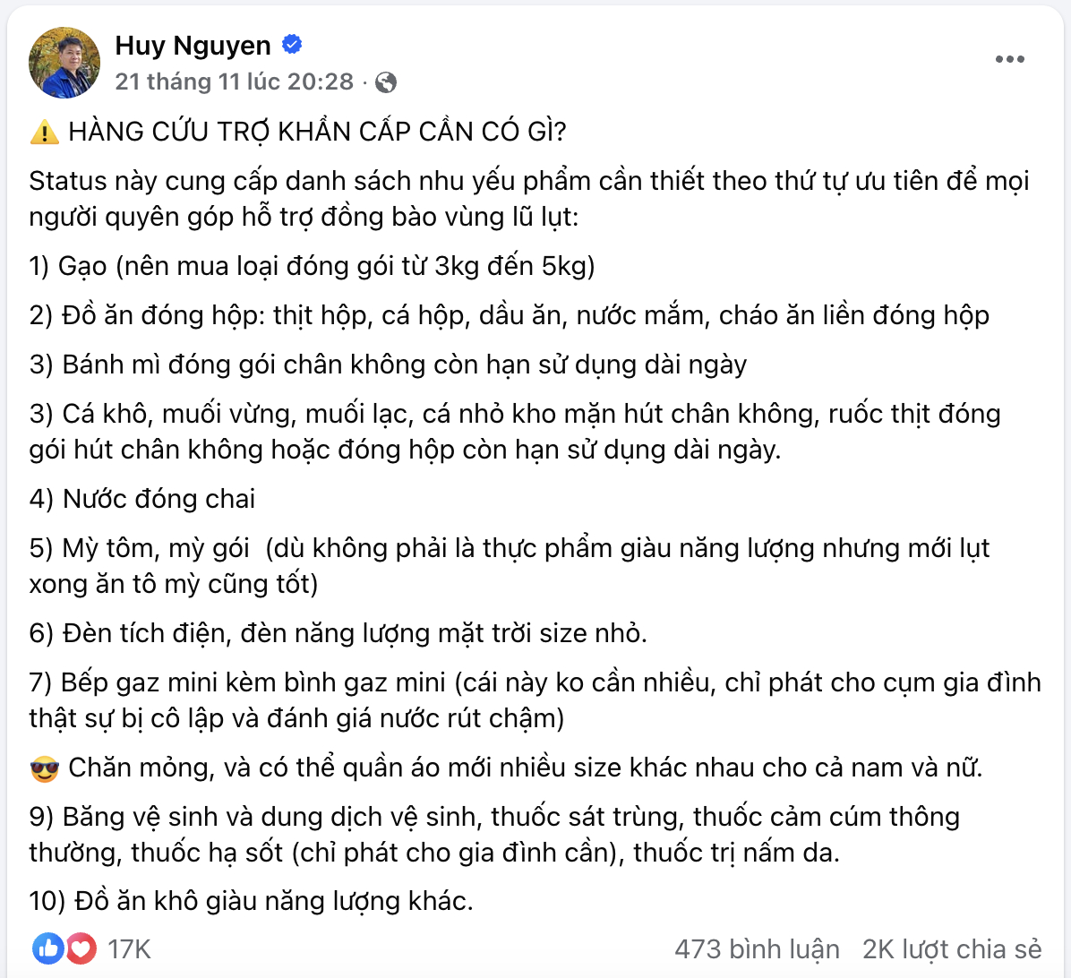 Hàng cứu trợ khẩn cấp cho người dân vùng lũ cần những gì?