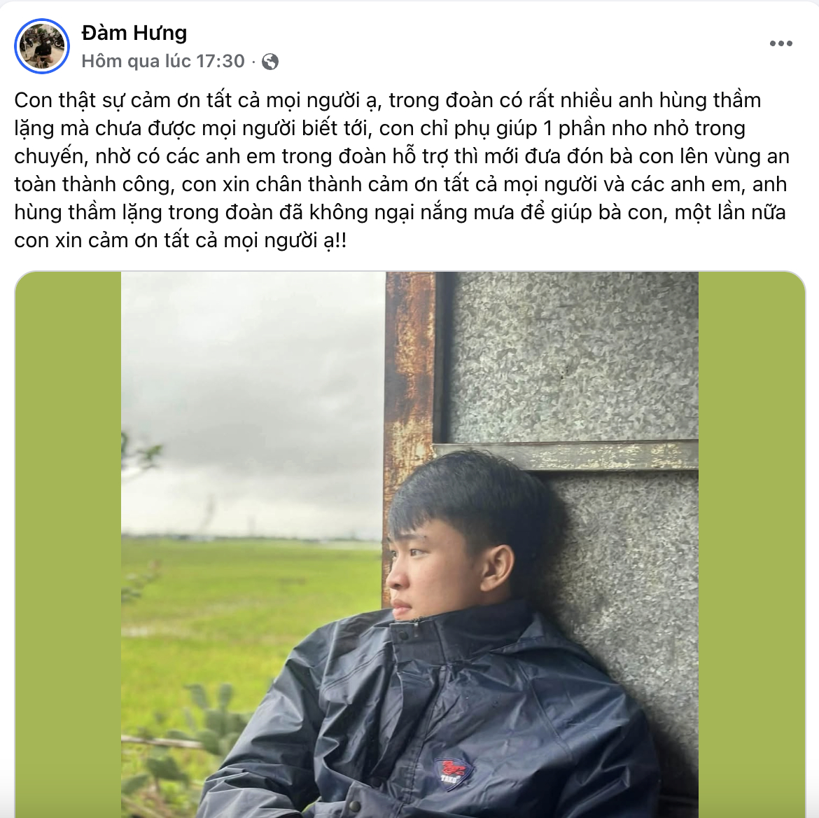 Bài viết của nam sinh trên trang cá nhân