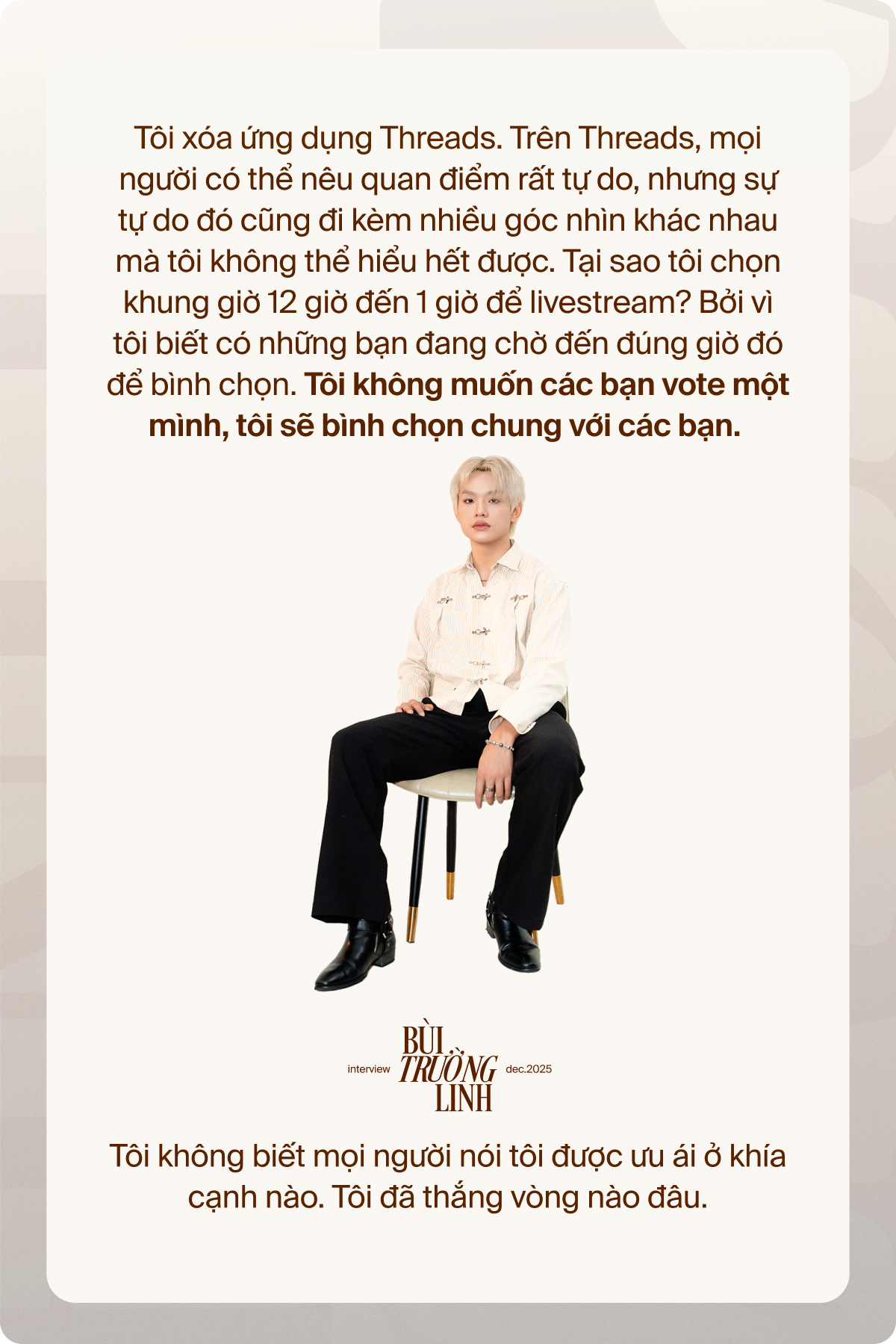 buitruonglinh thẳng thắn phủ nhận tranh cãi được ưu ái 