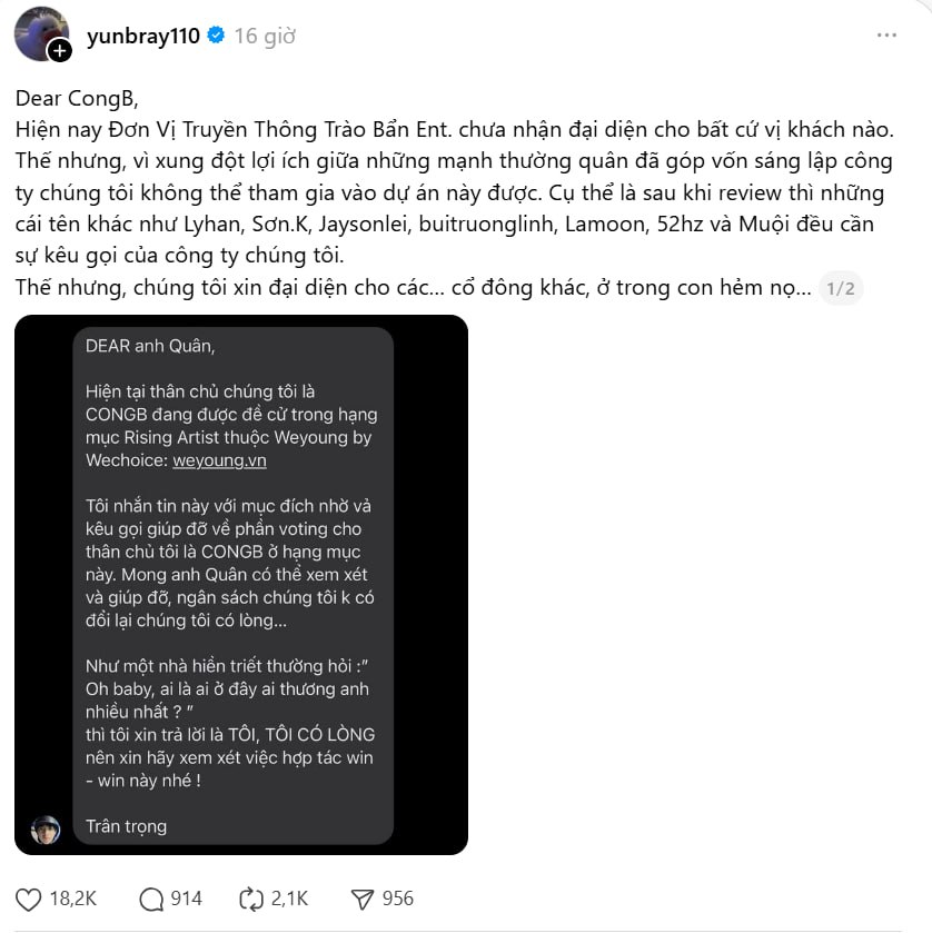 B Ray và màn kêu gọi bình chọn đầy hài hước và độc đáo dành cho CONGB