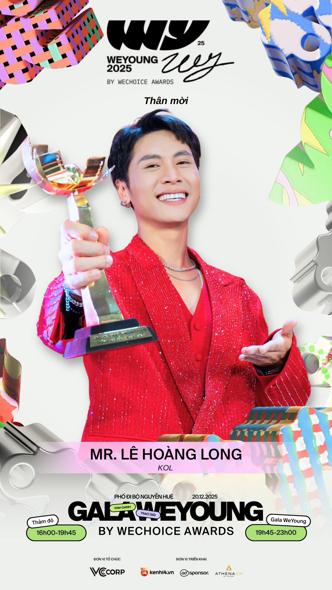 Diễn viên Long Bún khoe thiệp mời từ vài ngày trước khi sự kiện diễn ra